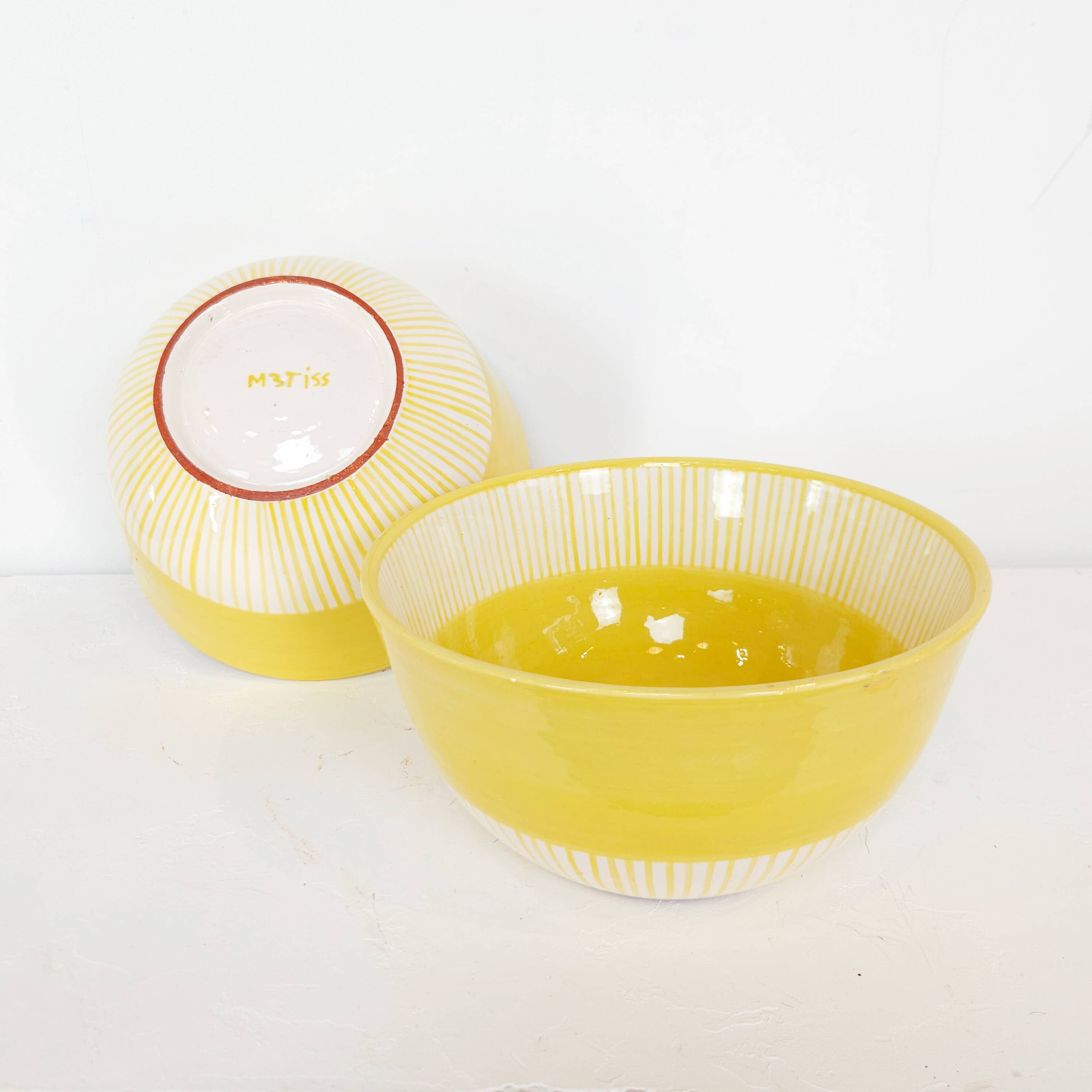 Large bowl - PALM yellow border