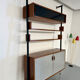Wall shelf in wood, suspended furniture, French design from the 60s, vintage.