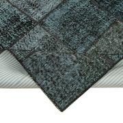 Hand-knotted oriental overdyed 174 cm x 242 cm black patchwork rug