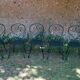 Salon de jardin fer forgé 1 table 2 fauteuils 3 chaises vert wagon
