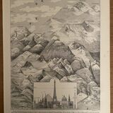 Lithograph engraving on the mountain of 1928