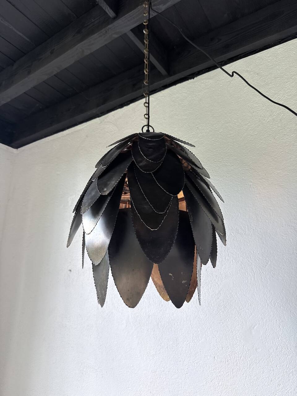 Brutalist suspension Jansen metal welded flower