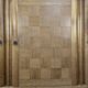 Art Deco oak enfilade with checkerboard marquetry, three doors, 1940s.