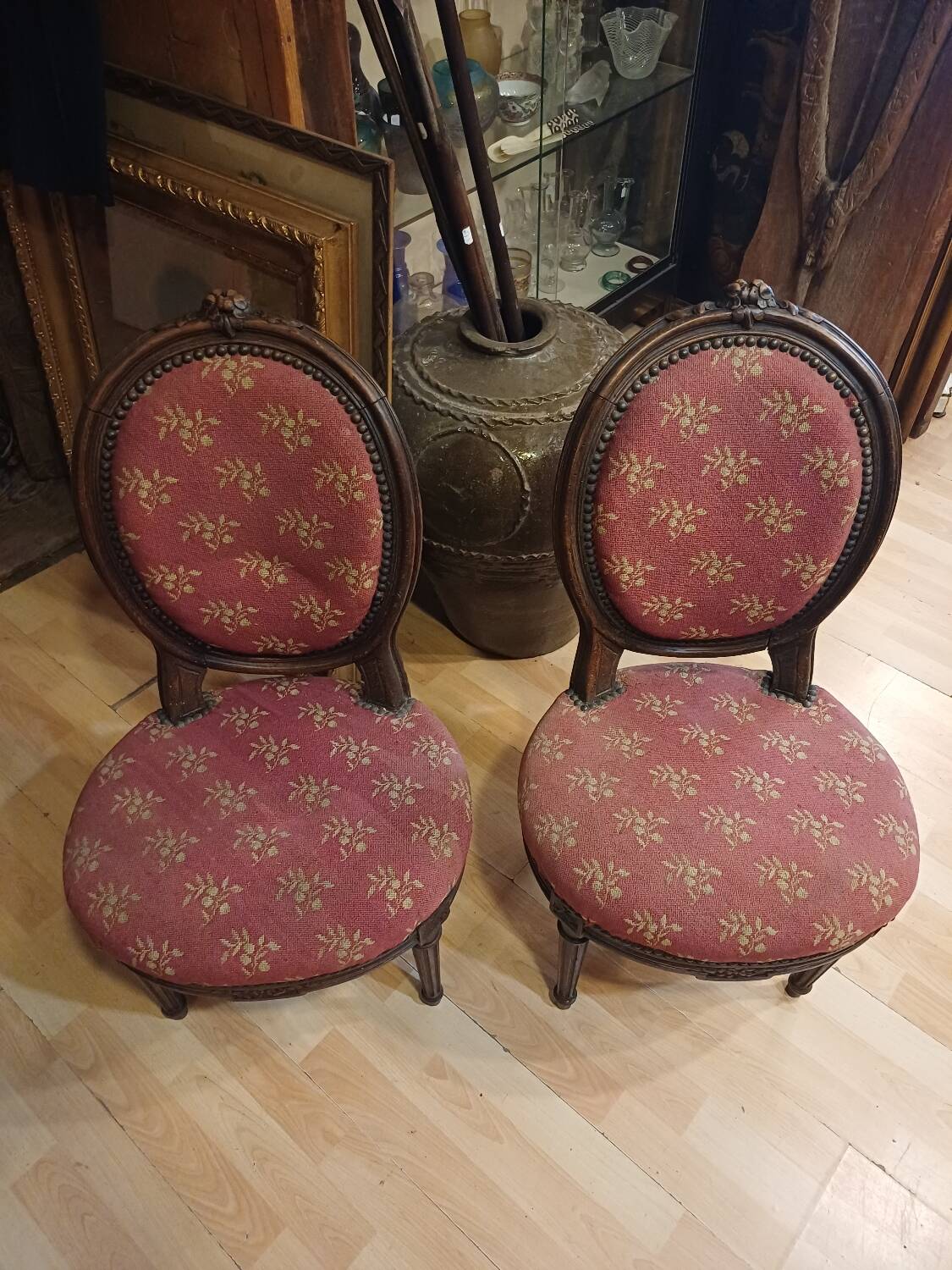 Paire De petite chaise d'appoint, époque Louis 16, 18 eme