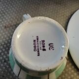 Digoin cup and saucer in green-striped Sarguemines