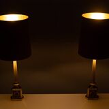 Antique empire brass Column Table Lamps 1950s