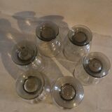 6 old smoked glasses with bubbles