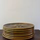 Set of 7 vintage khaki oyster plates