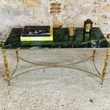 Coffee table in green marble and brass circa 50/60