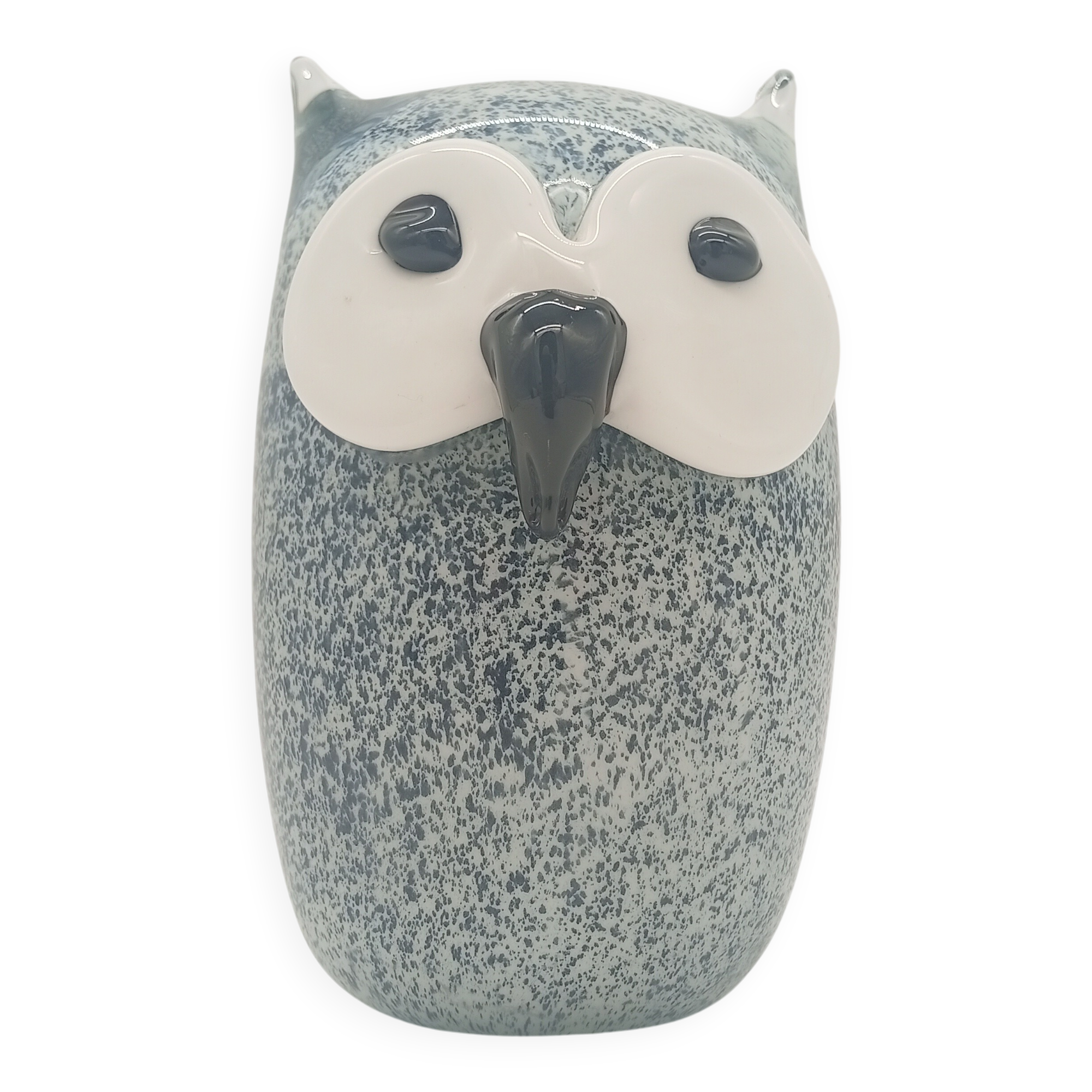 Vintage Scandinavian Glass Owl Statuette Denmark Sulphur 70s 80s
