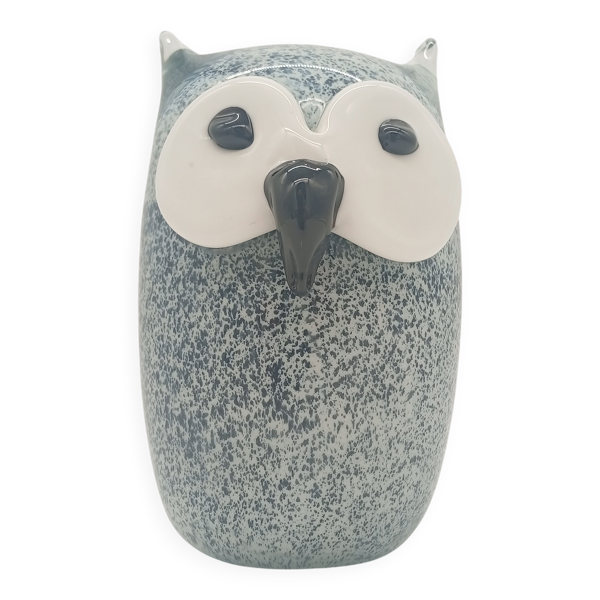 Statuette Hibou Chouette Verre Scandinave Danemark Vintage Sulfure 70 80 — Beyit