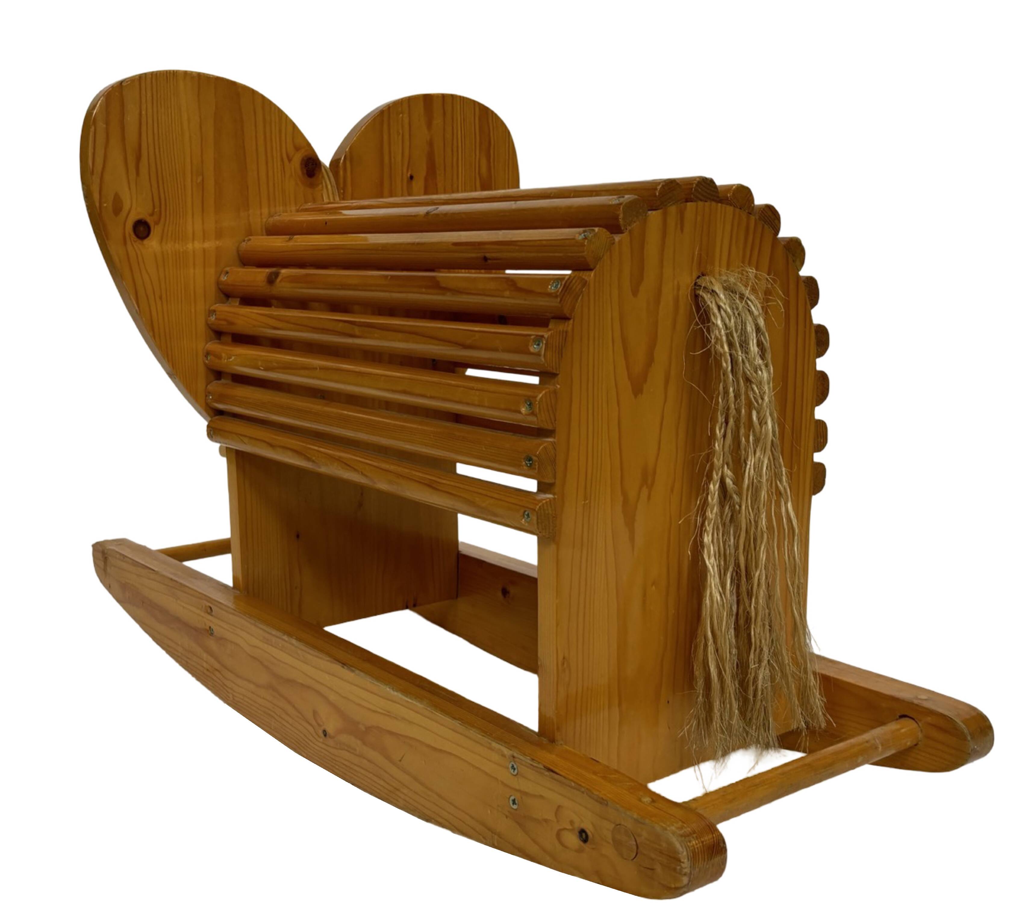 Vintage Swedish design Wooden Rocking Elephant 80's design