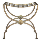 Vintage luggage rack, curule-shaped stool, iron suitcase table