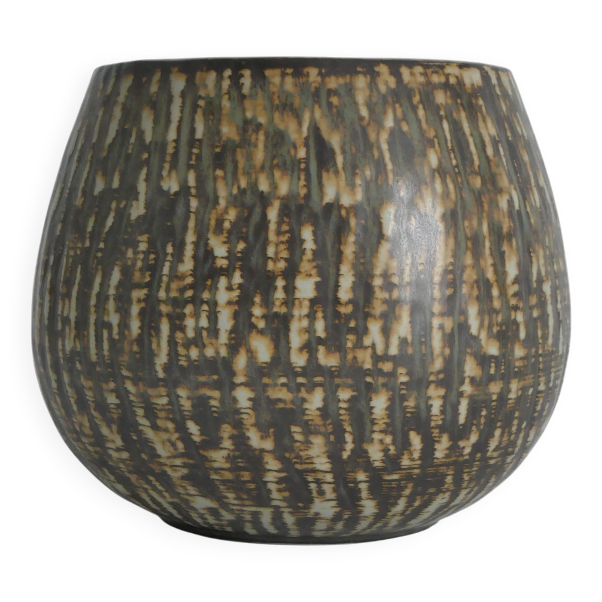 Vase en grès brun Birka Rubus de style mid-century modern par Gunnar Nylund, Rörstrand