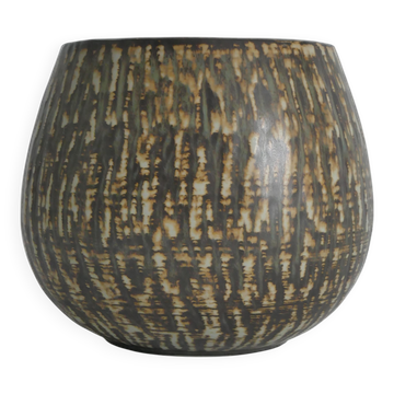 Mid-Century Modern Brown Stoneware Birka Rubus Vase by Gunnar Nylund, Rörstrand
