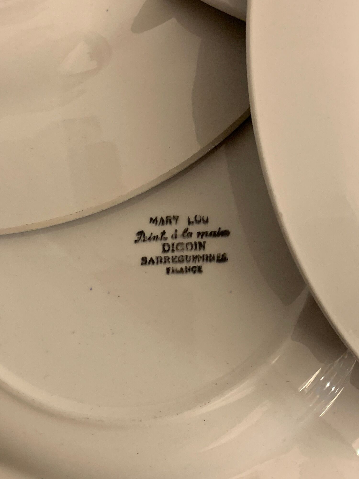 Lot de 6 assiettes plates Digoin Sarreguemines, modèle Mary Lou