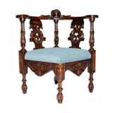 Neo-Renaissance corner armchair in carved walnut