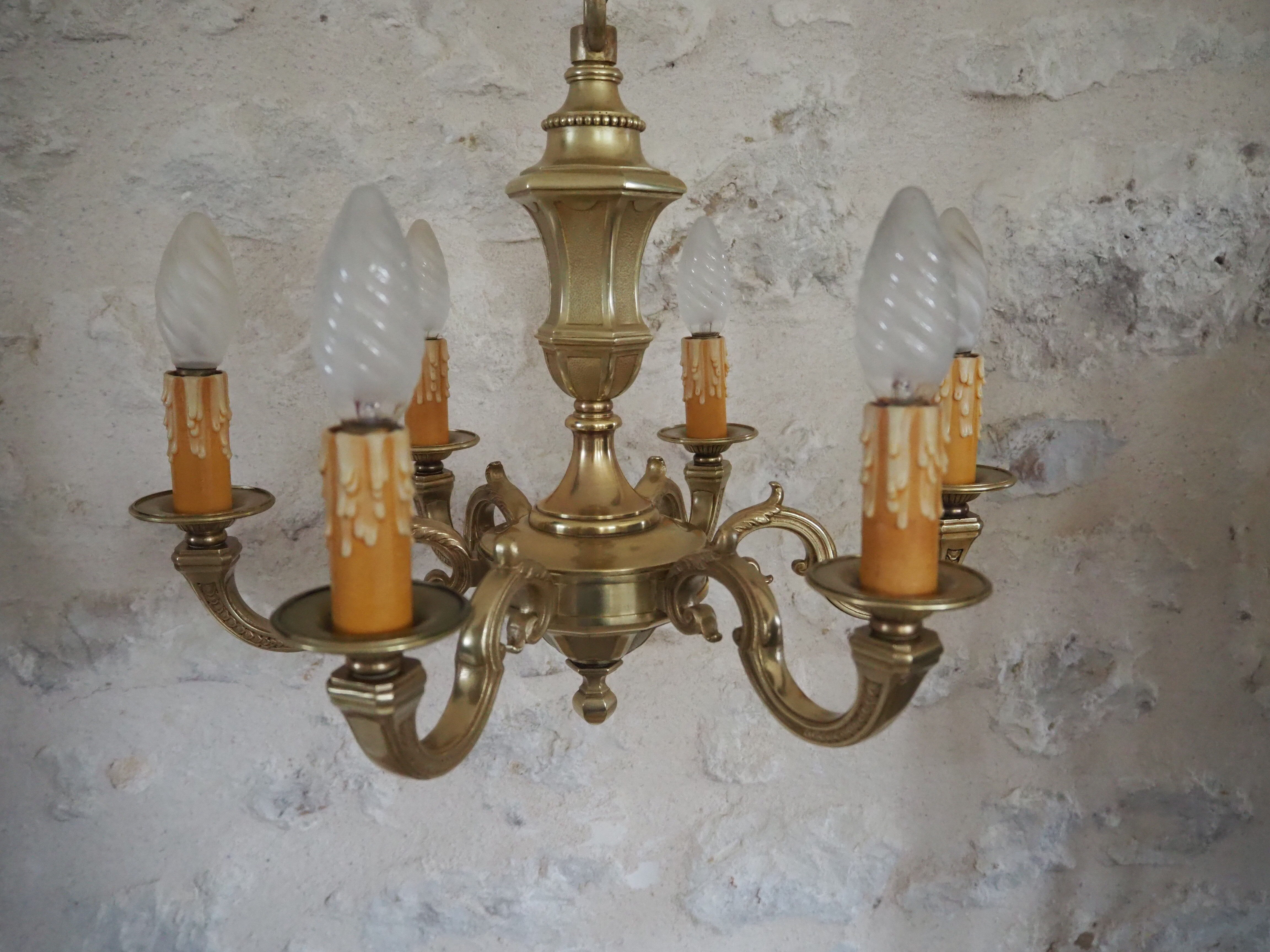 Bronze chandelier in Louis XV style - 6 lights
