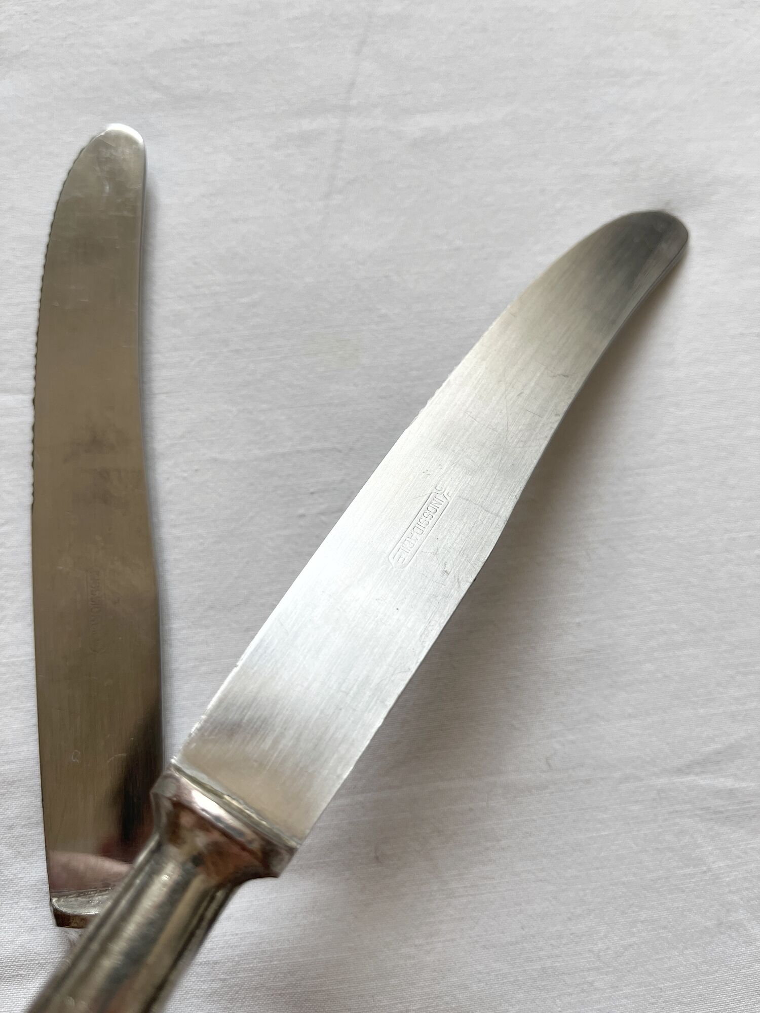 6 antique knives in silver metal and stainless blade
