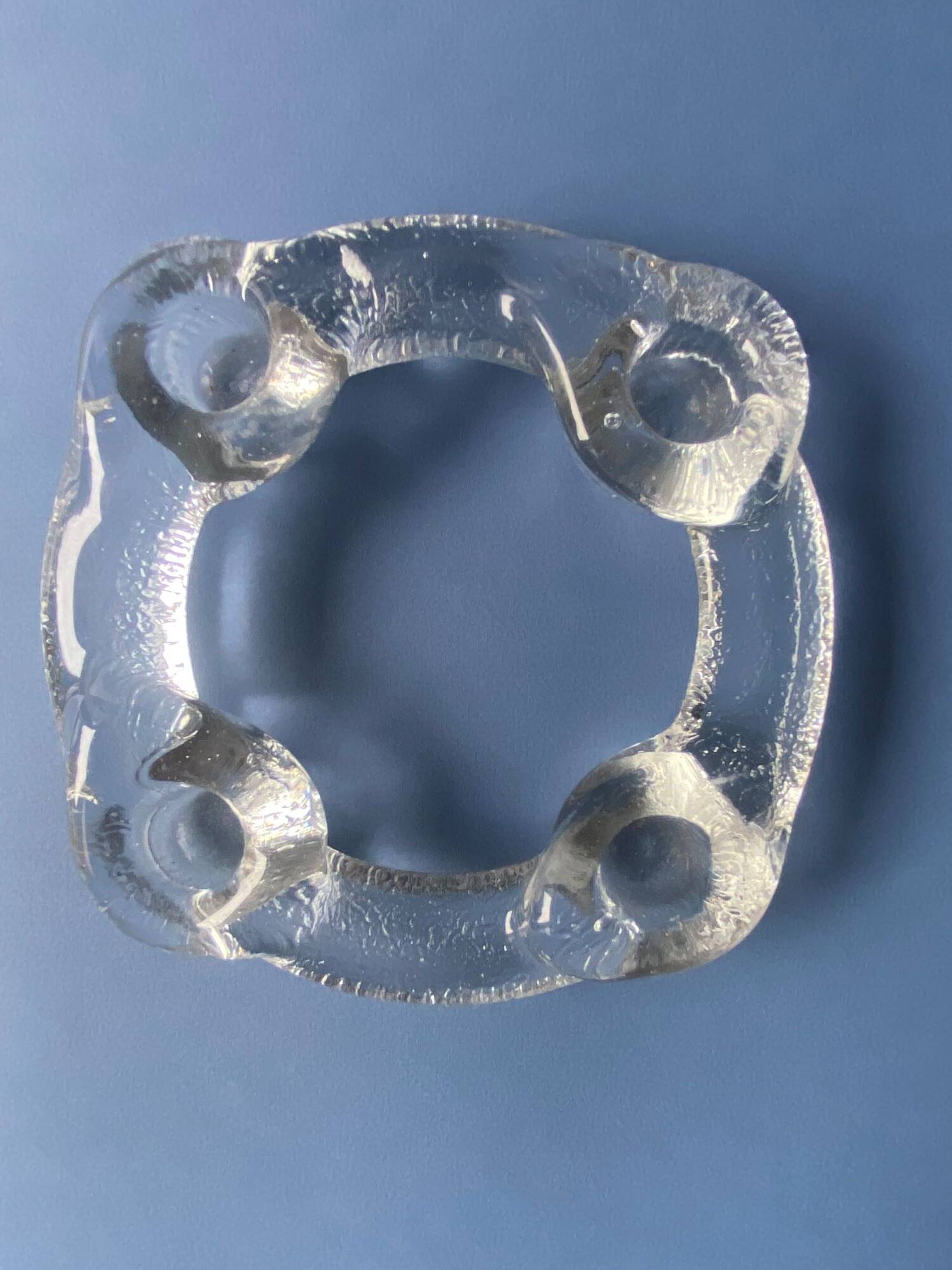 Pukeberg Scandinavian vintage glass candle holder from the 70s