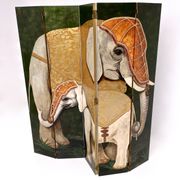 Postmodern five-panel room divider by doro with two asiatic elephants, italy
