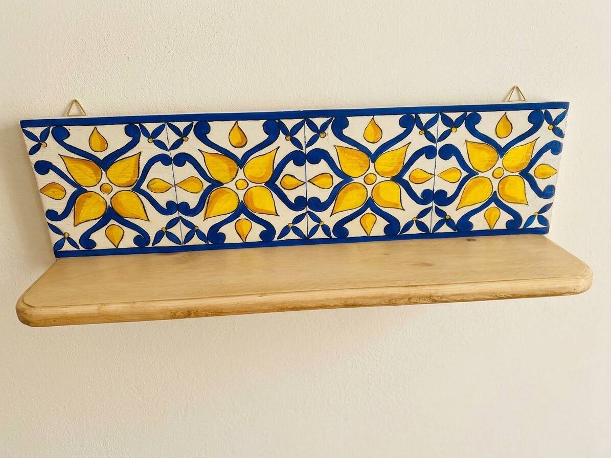 Hand-painted wooden shelf