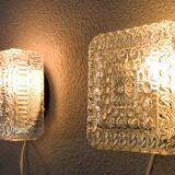 Mid century modern germany cut glass flush mount set 60s