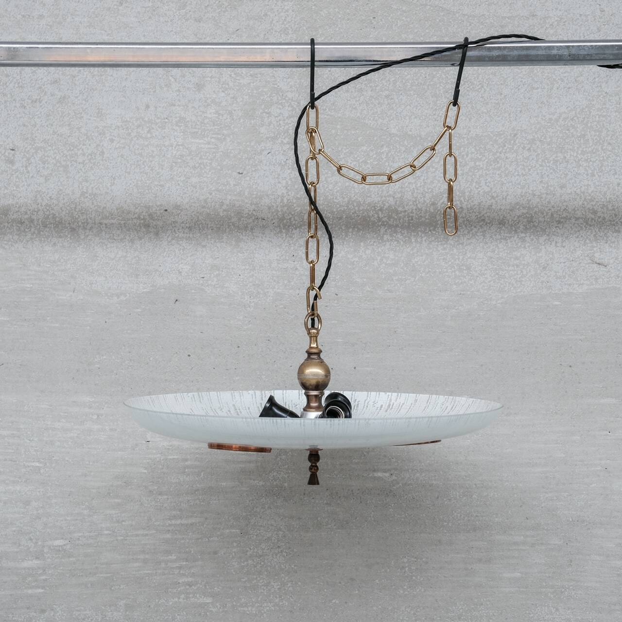 Unusual Saucer Style Mid-Century Pendant Light (2 available)