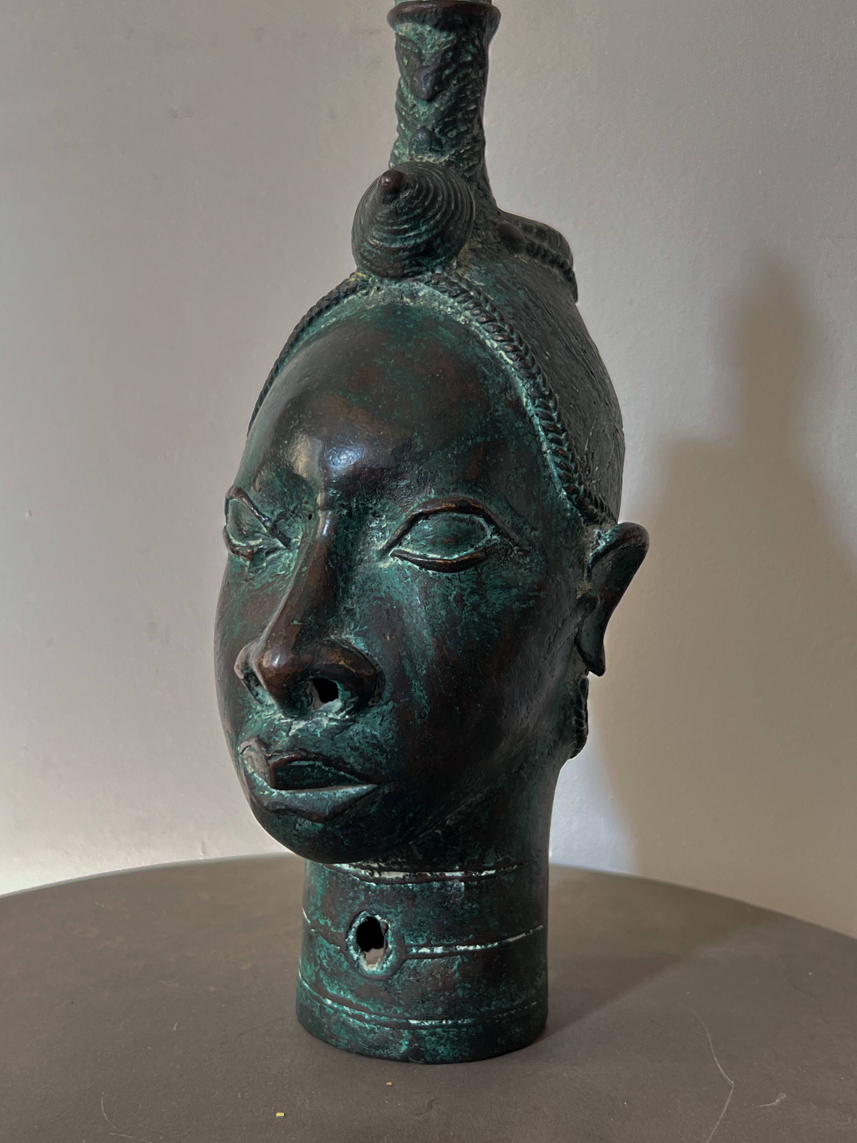 Ife head with bronze headdress (Nigeria)