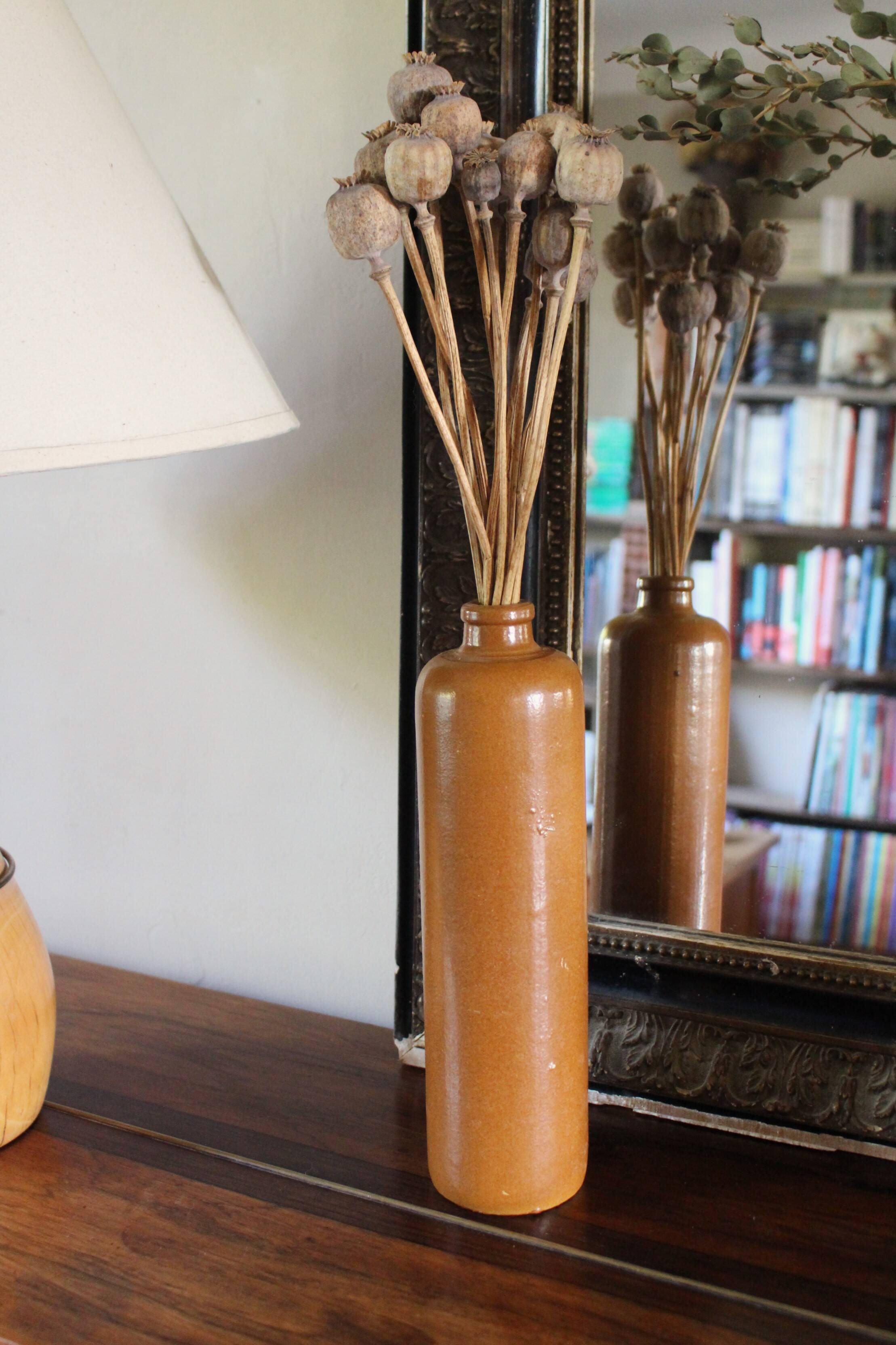 Large antique vintage stoneware liqueur bottle