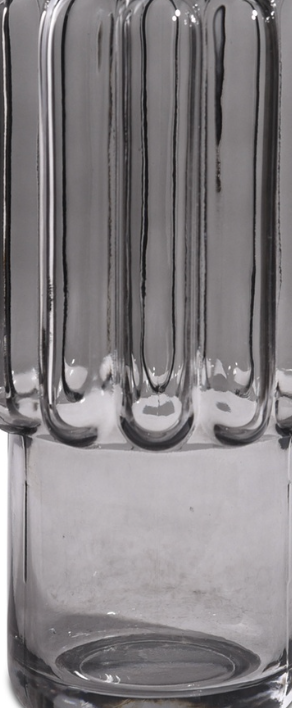 Grey glass vase with wide streaks 23cm