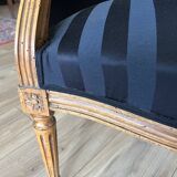 Pair of Louis XVI style cabriolet armchairs in natural wood.