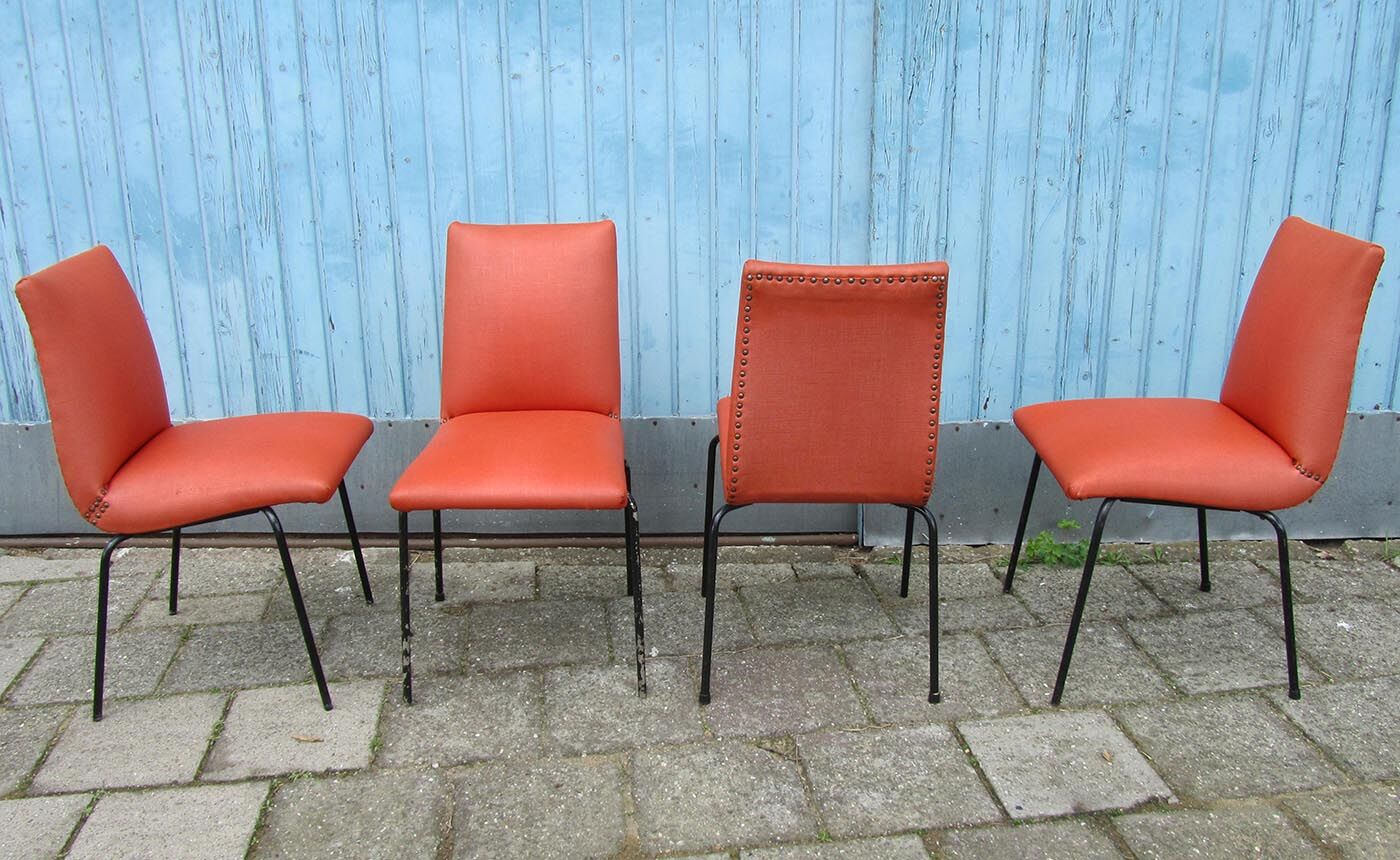 Set of 4 chairs by Pierre Guariche for Meurop 1960