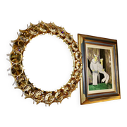 Vintage circular mirror in gold brass by christoph palma austria 1960
