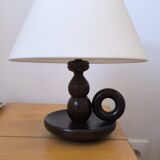 Turned wood table lamp