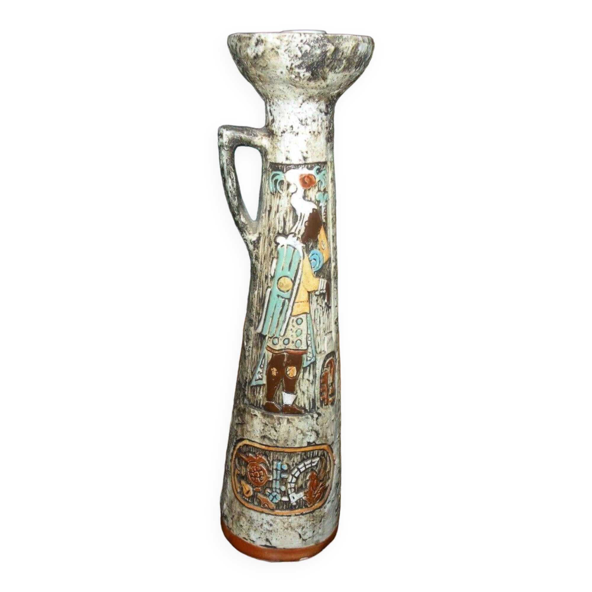 Italian Ceramic Brescian Arco Gardasse Candlestick 1970