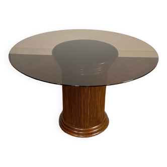 Vintage smoked glass dining table