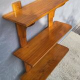 3-shelf oak wall shelf