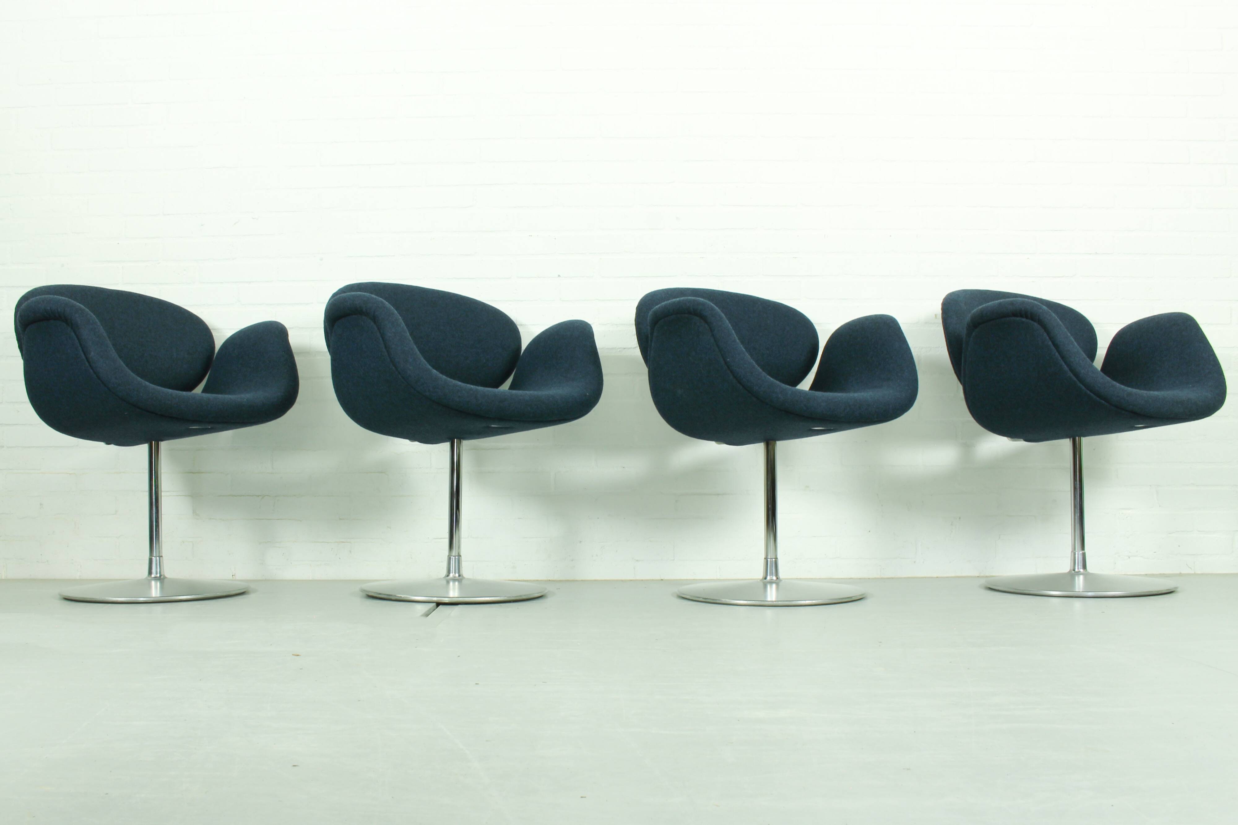 Set of 4 Swivel Little Tulip Dining Chairs by Pierre Paulin for Artifort, 1