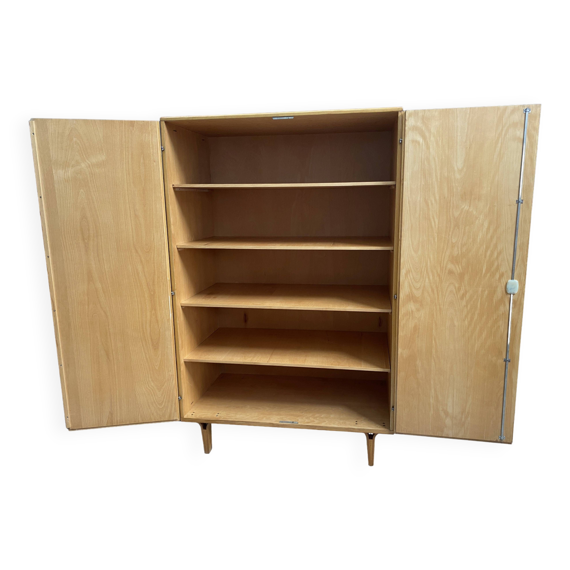 All shelf wardrobe cabinet in ash wood by františek mezulánik  for novy domov