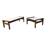 Ensemble de tables basses belges en wengé par Beaufort, années 1960.