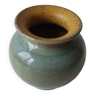 Petit Vase boule en céramique vernissée Signé Alésia