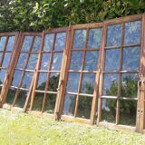 Lot of 4 oak windows H141xL112/117cm old small panes