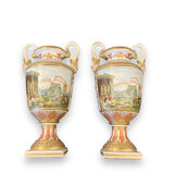 Pair of painted porcelain vases antique scenes