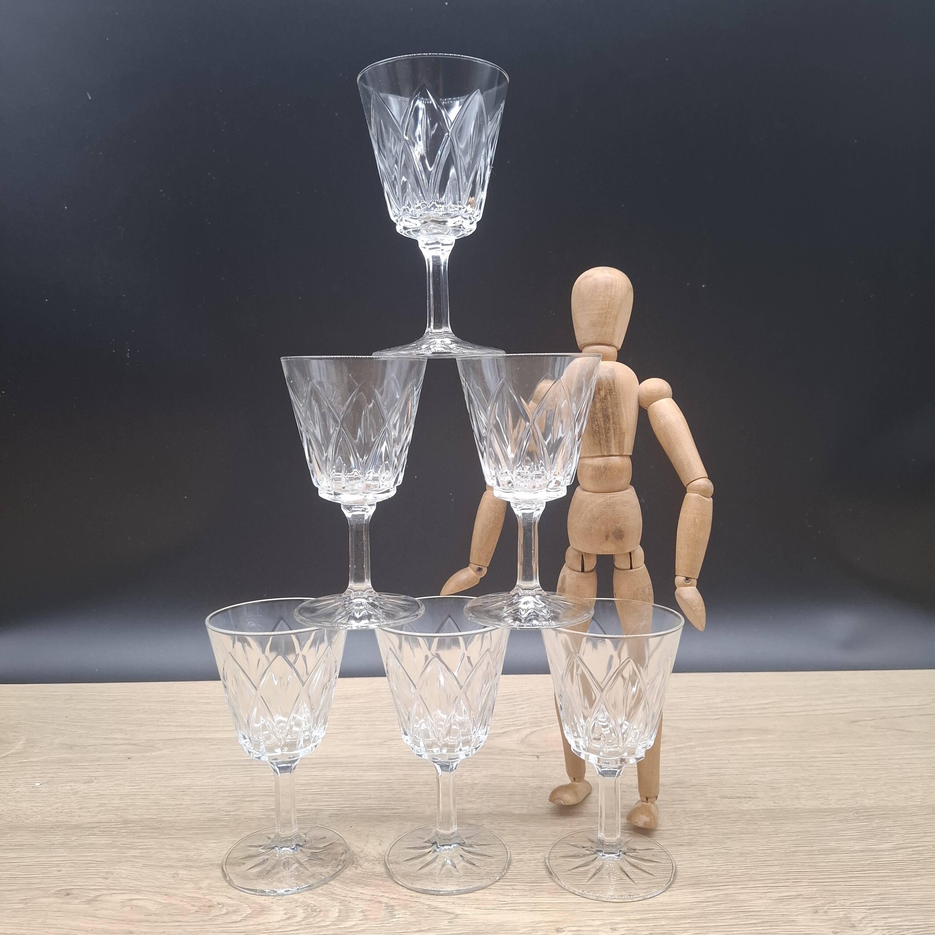 Set of 6 chiseled ribbed glasses