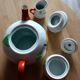 3-piece porcelain tea/coffee service Apilco - Hand-painted fruit design