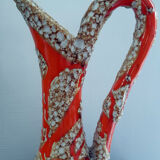 Large vase orange jug "fat lava" signed Vallauris.