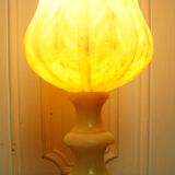 "Tulip" lamp in travertine/cut stone
