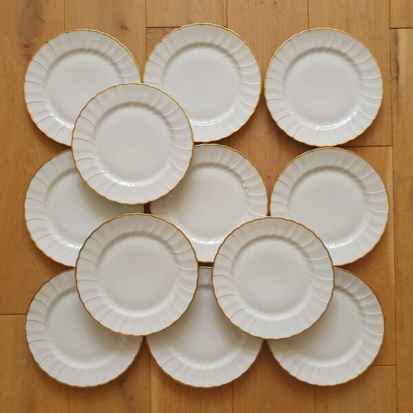 12 assiettes à dessert en porcelaine de Limoges Bernardaud Verlaine