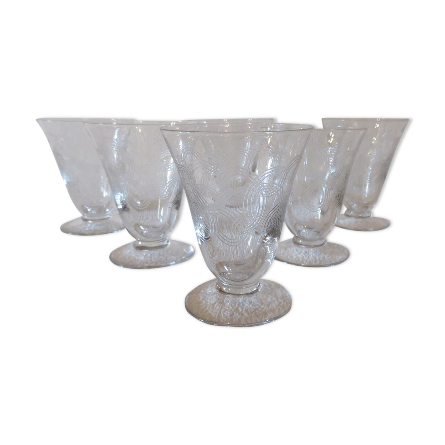 6 art deco wine glasses
